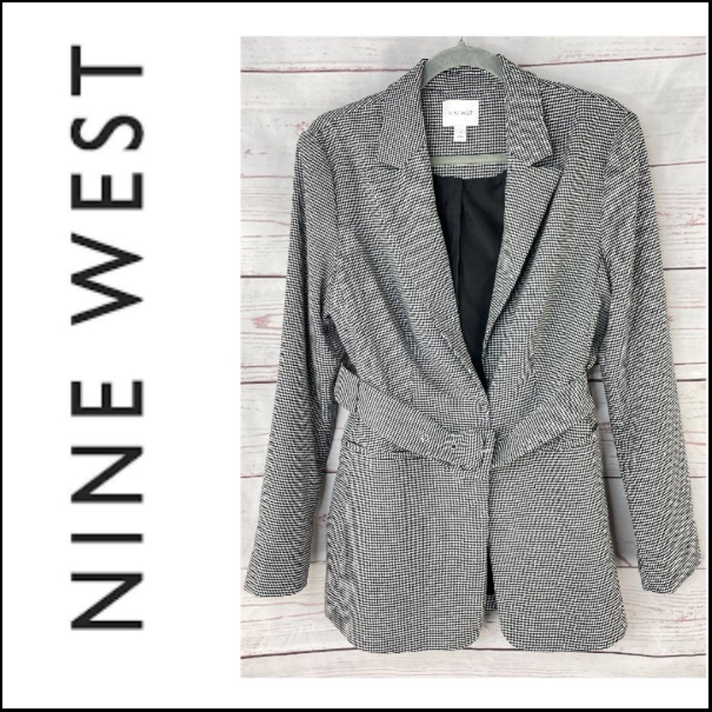 Nine West Women's Belted City Blazer Suit Jacket Size Medium